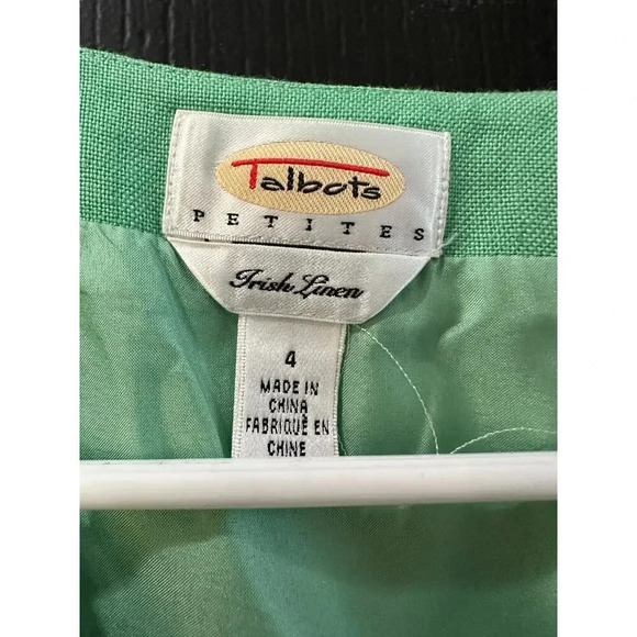 Talbots Trish Linen Green Butterfly V-Neck Crop Top Size 4 Petite - Picture 4 of 6
